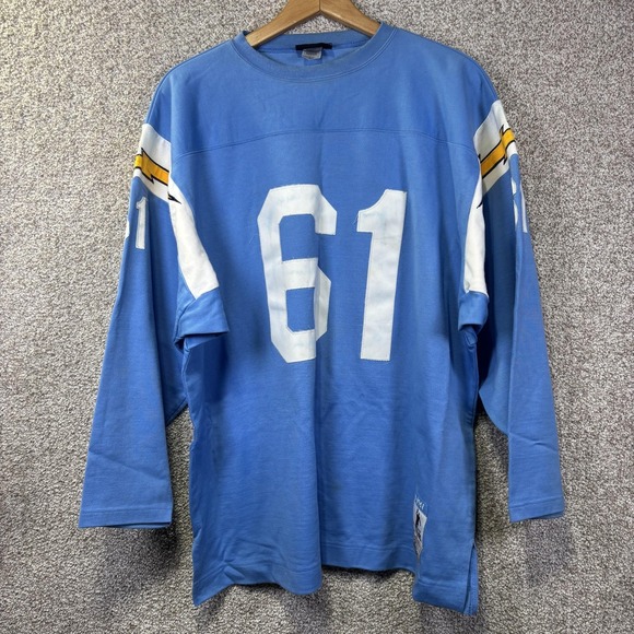 San Diego Chargers Jersey Mens 2XL Blue NFL Football 61 Throwback Stall & Dean